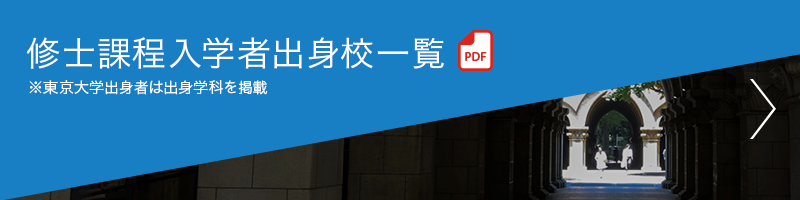 平成27年～31年度修士課程入学者出身校一覧(※東京大学出身者は出身学科を掲載、PDF)